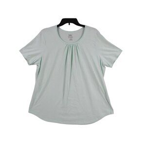 Just My Size Soft Mint‎ Gathered Neck Plus Size Womens Top 16W Short Sleeve